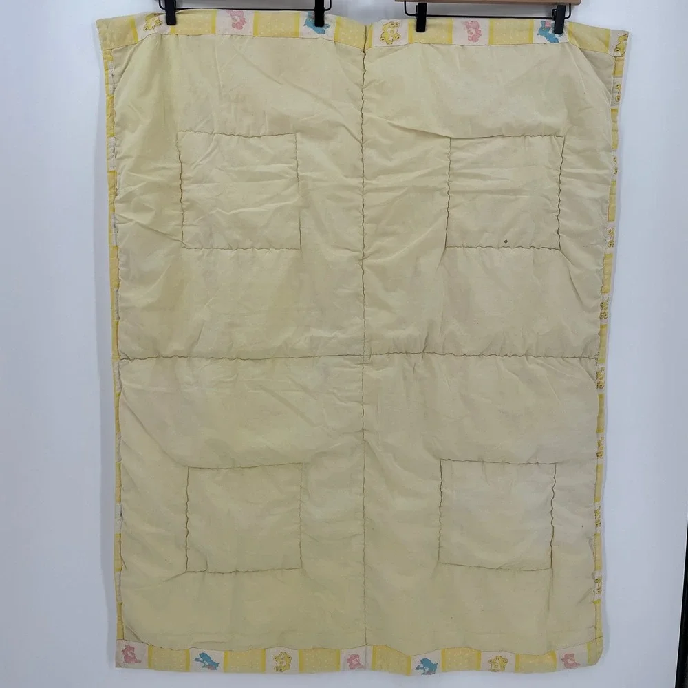 Vintage 1980s Care Bears Handmade Baby Quilt Blanket Love a Lot 50x39